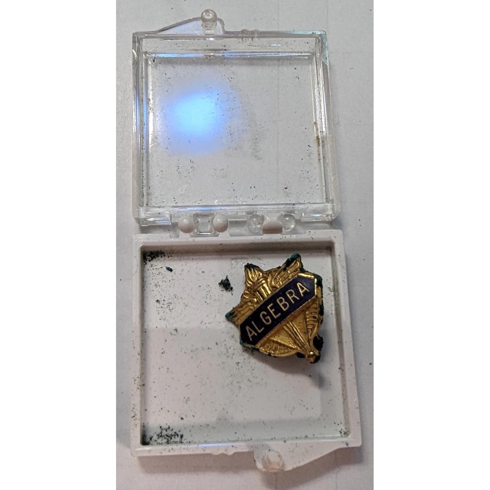 Vintage Letterman Pin Algebra Award Small Gold Blue Academic Merit Pin School